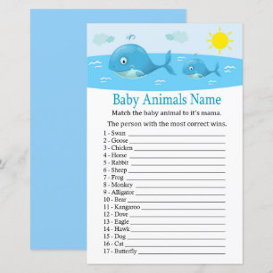 Jogo de Nome de Animais de Bebê de Baleia