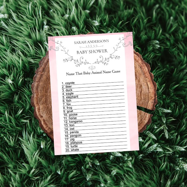 Jogo de Nome de Animal de Chá de fraldas Floral Ro (Criador carregado)