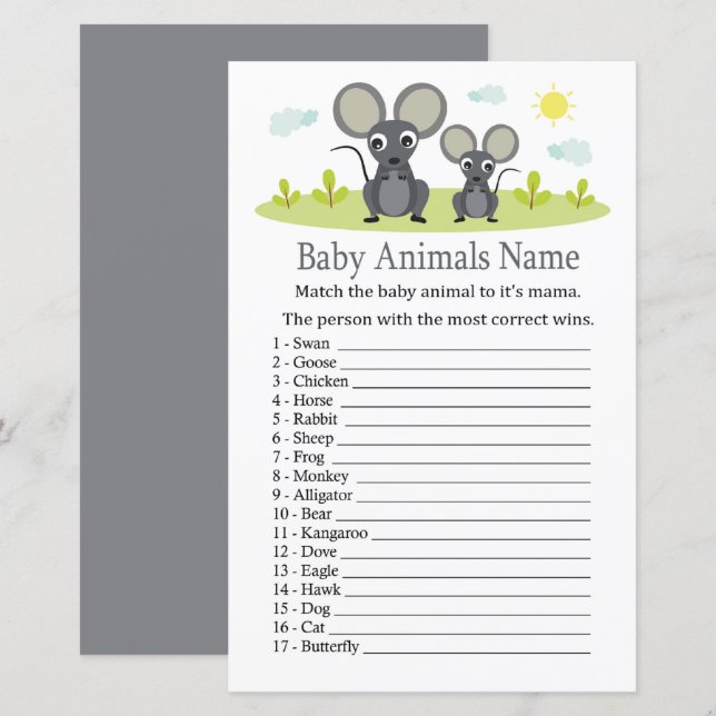 Jogo de Nome de Bebês do Rato (Frente/Verso)