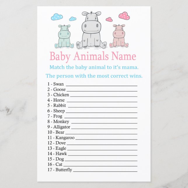 Jogo de Nome de Bebês Hippopotamus (Frente)