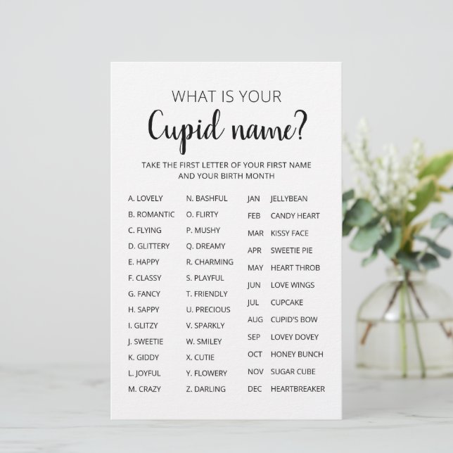 Jogo de nome do Cupido no dia dos namorados (Em pé/Frente)