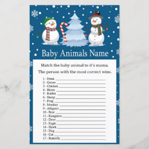 Jogo de Nomes de Animais Bebês Homem de Neve de Na