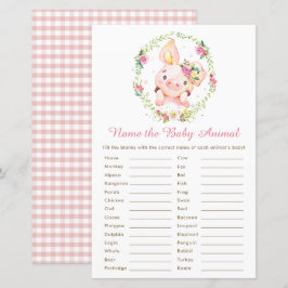 Jogo de Nomes de Animais Bebês Porquinho Rosa Fofo