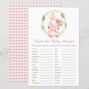 Jogo de Nomes de Animais Bebês Porquinho Rosa Fofo