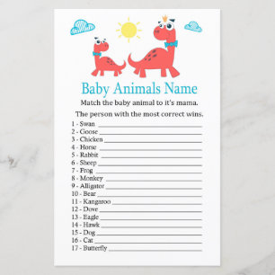 Jogo de Nomes de Bebês Animais dinossauro Vermelho