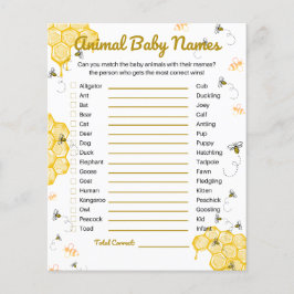 Jogo de nomes de bebês de animais Chás de fraldas
