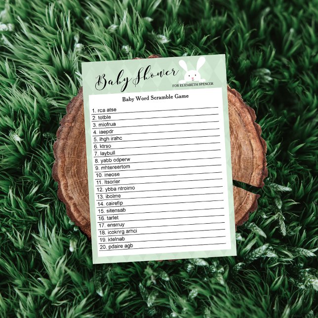 Jogo de Palavra Cony do Chá de fraldas Verde (Criador carregado)