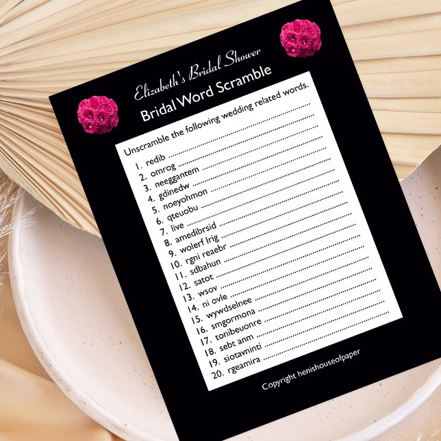 Jogo de Palavra de Chá de casamento Bridal (Criador carregado)