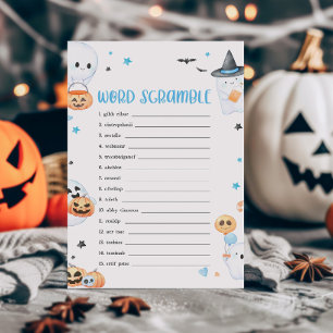 Jogo de Palavra do Boi do Halloween Azul