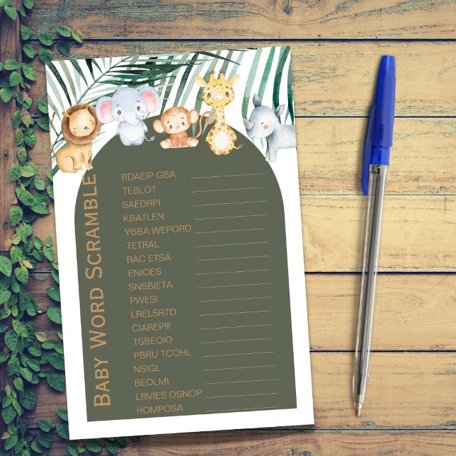 Jogo de Palavra do Tema Safari da Selva (Criador carregado)