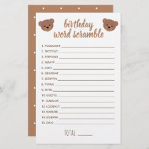 Jogo de Palavras de Aniversário do Bear Bear