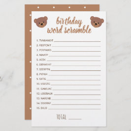 Jogo de Palavras de Aniversário do Bear Bear