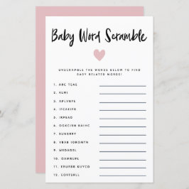 Jogo de Palavras de Bebê de Coração Rosa Moderno