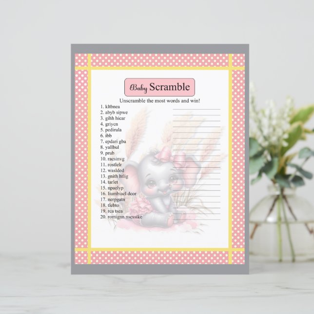 Jogo de Palavras de Elefante Rosa-Rosa-doce (Em pé/Frente)