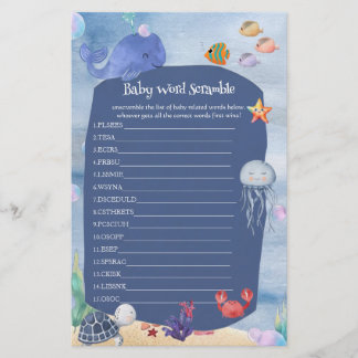 Jogo de palavras embaralhadas de bebê Sob o mar Ba