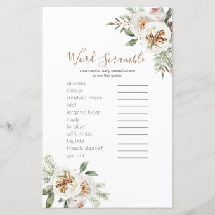 Jogo de Palavras Embaralhadas Floral Branco Invern
