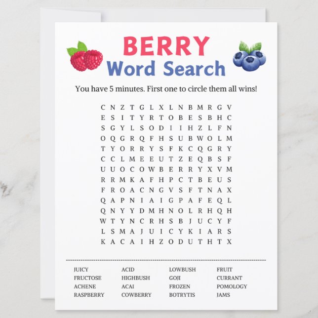 Jogo de Pesquisa Berry Word (Frente)
