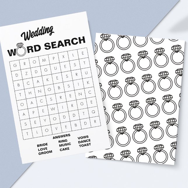 Jogo de Pesquisa de Palavras de Casamento Negro e  (Printable Wedding Word Search – A Fun Game for Bridal Showers & Receptions!)
