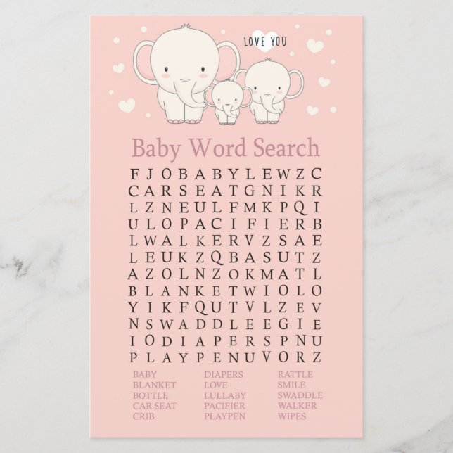 Jogo de Pesquisa de Palavras de Chá de fraldas de  (Frente)