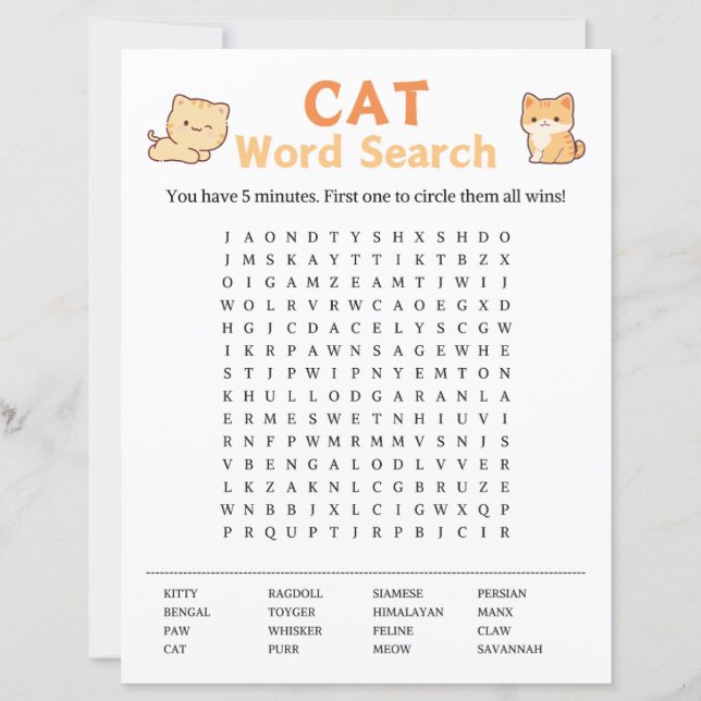 Jogo de Pesquisa do Word Cat (Frente)