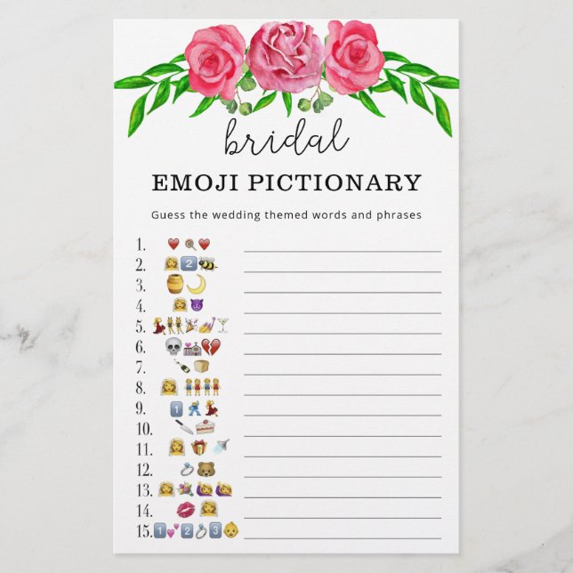 Jogo de pictionary de emoji de chuveiro de noiva f (Frente)