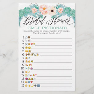 Jogo de Pictionary de Emoji de Chuveiro Floral Nup