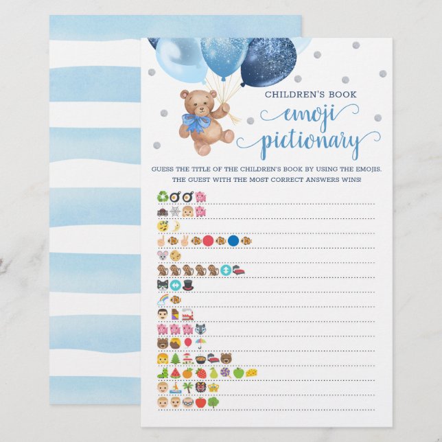 Jogo de Pictionary de Emoji de Livro Infantil Urso (Frente/Verso)