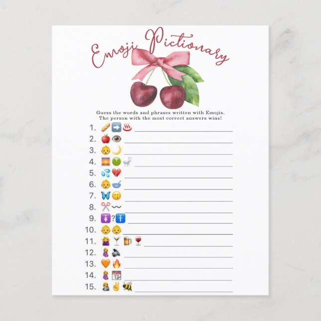 Jogo de Pictionary de Emoji para chá de bebê com l (Frente)