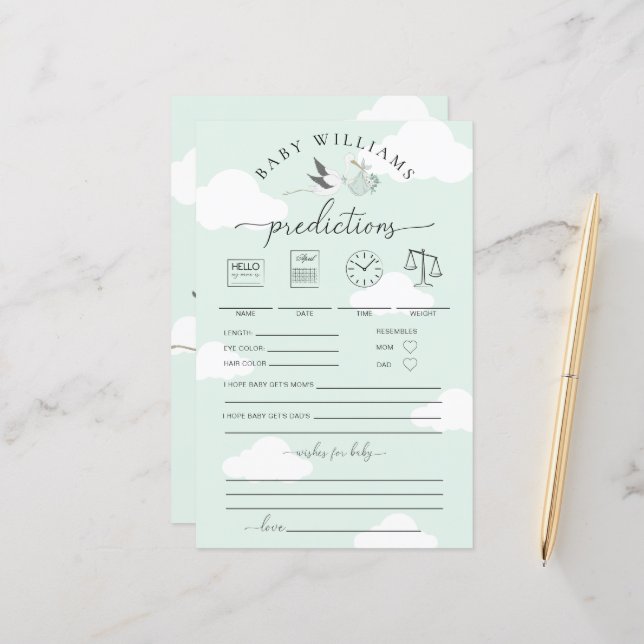 Jogo de Predicações de Bebê de Stork Verde da Casa (Frente/Verso In Situ)