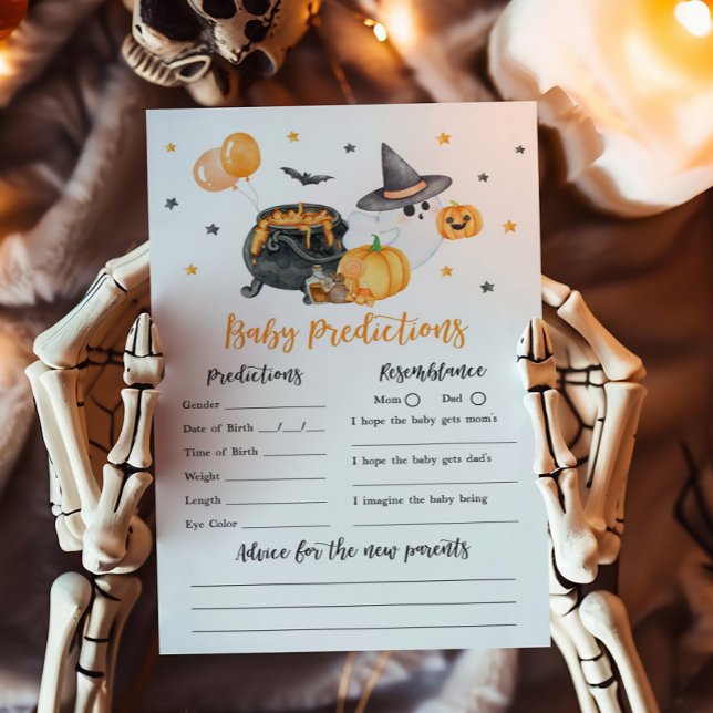 Jogo de Predicações de Bebê do Fantasma Laranja (Ghost Halloween Baby Shower Baby Predictions Game)
