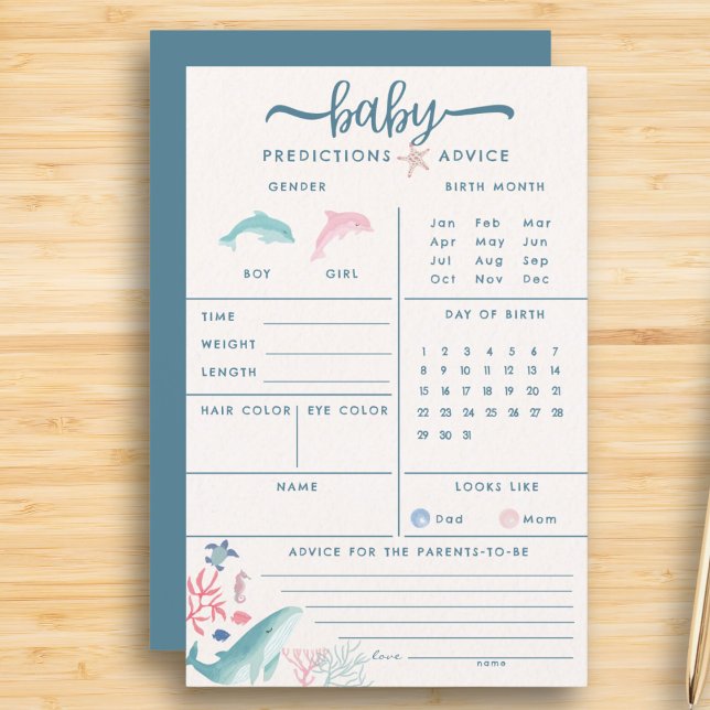 Jogo de Previsão de Bebê Aquarela Sob o Mar (Criador carregado)