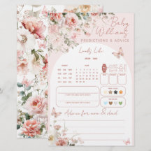 Jogo de Previsão de Bebê Flor de Rosa Borboleta