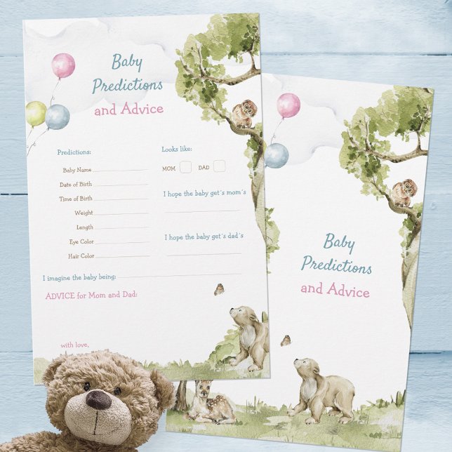 Jogo de previsão de Chá de fraldas de espera de in (Cute Bearly Wait Baby Shower Predictions Game ©Susanne Sachers - Sunny Mind Design 🌞)