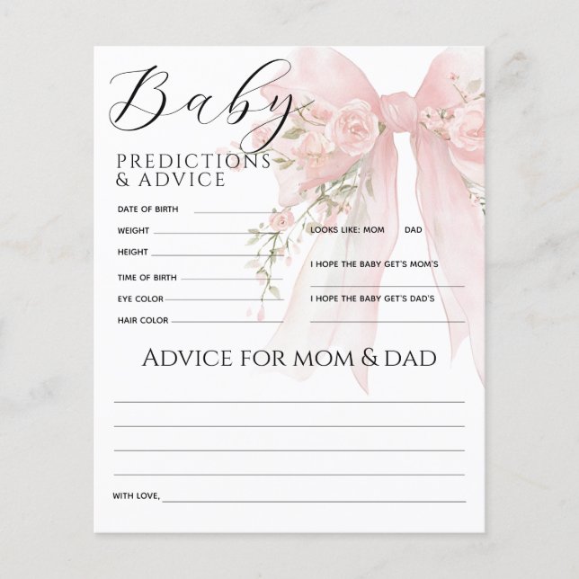 Jogo de previsão de Chá de fraldas Elegente de Arc (Frente)