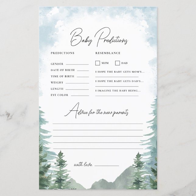 Jogo de Previsão e Conselho para Chás de Bebê de A (Frente)