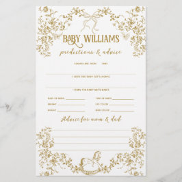 Jogo de Previsão Floral de Bebê Dourada Vintage