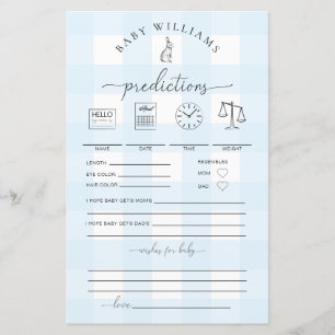 Jogo de Previsões Bebidas Coelhinhas Azul Gingham