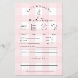 Jogo de Previsões de Bebê Coelhinho Rosa Gingham