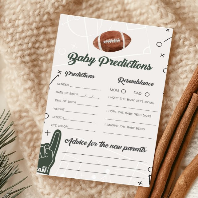 Jogo de previsões de bebês de Chá de fraldas de fu (Football Sports Baby Shower Baby Predictions Game )