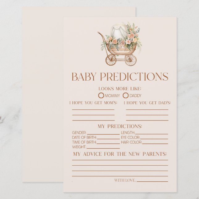 Jogo de previsões de Chás de fraldas de Carruagem  (Frente/Verso)