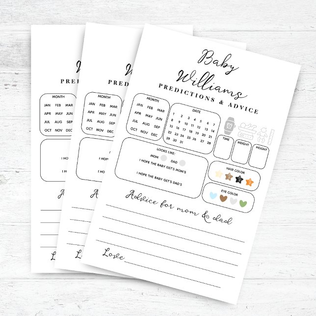 Jogo de previsões de Chás de fraldas minimalistas (Criador carregado)