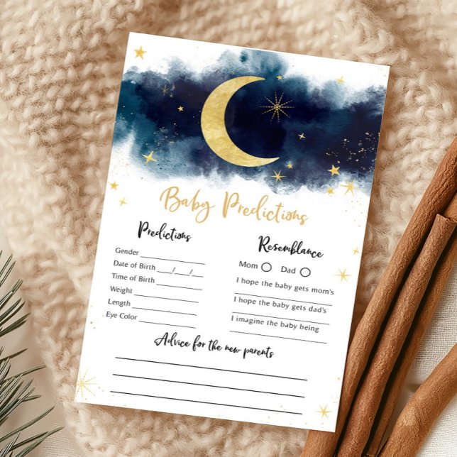 Jogo de Previsões de Chuva de Estrelas Douradas So (Over The Moon Baby Shower Game)