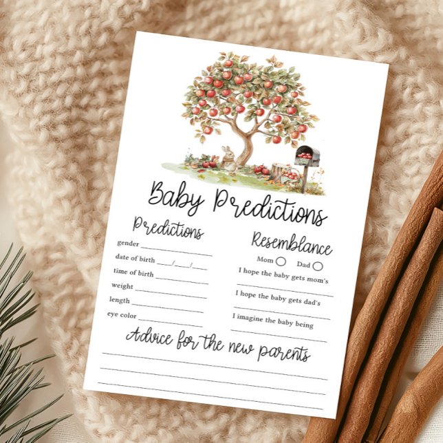 Jogo de Previsões do Bebê Outono Maçã dos Nossos O (Fall Apple Tree Baby Shower Baby Predictions Game)