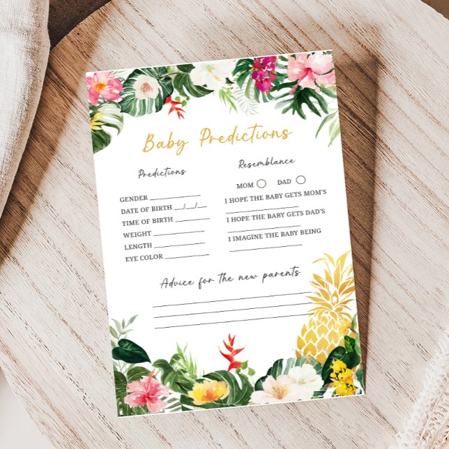 Jogo de Previsões para Chás de Bebê Abacaxi Aloha  (Aloha Baby Shower Game)