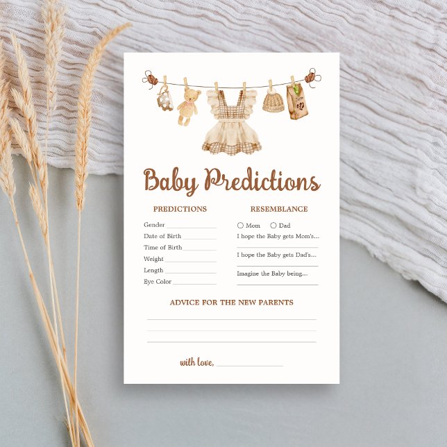 Jogo de Previsões para Chás de Bebê Café (Coffee Little Bean Clothesline Baby Shower Baby Predictions Game)
