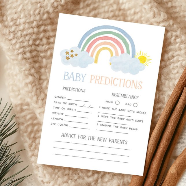 Jogo de Previsões para o Pequeno Raio de Sol (Rainbow Baby Shower Baby Predictions Game)