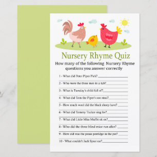 Jogo de quiz da rima infantil do frango para chá d