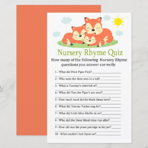 Jogo de quiz de rima infantil da raposa sonolenta 