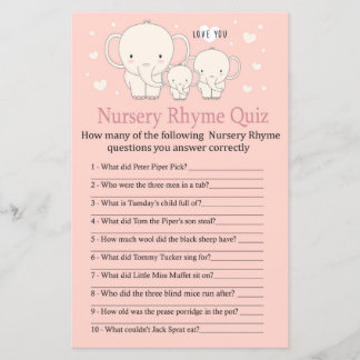 Jogo de quiz de rima infantil de elefante bebê par