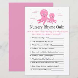 Jogo de quiz de rima infantil do polvo rosa para c
